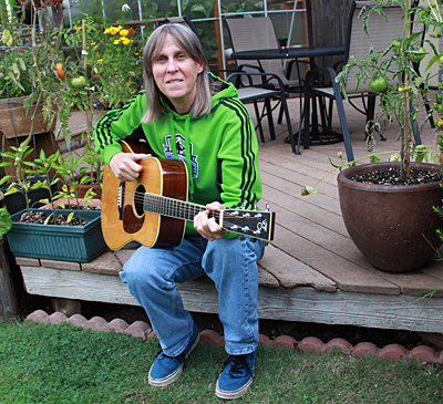 Rusty Reid in backyard